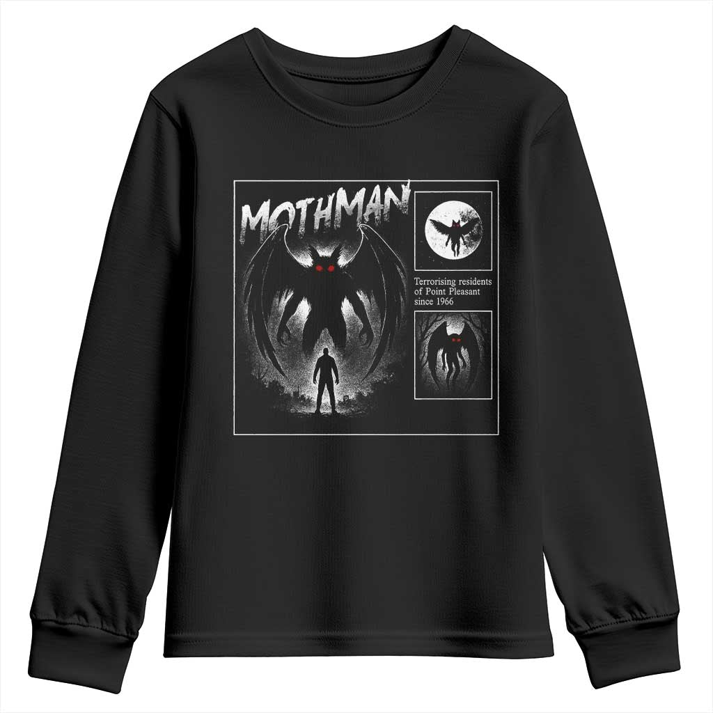 Mothman Youth Sweatshirt Retro Horror Manga Urban Myth Cryptid Creature TS10 Black Print Your Wear