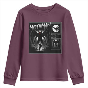 Mothman Youth Sweatshirt Retro Horror Manga Urban Myth Cryptid Creature TS10 Maroon Print Your Wear