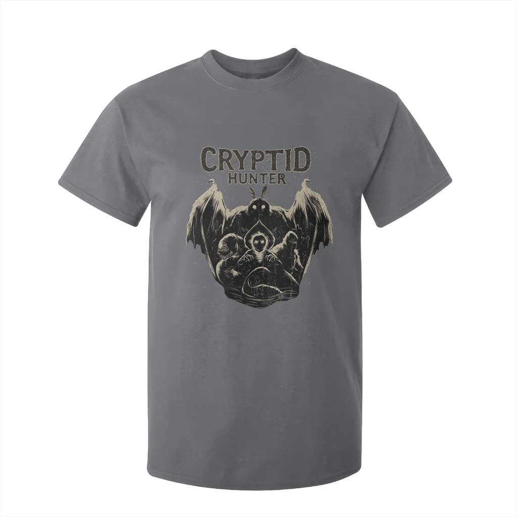 Retro Cryptid Hunter T Shirt For Kid Mothman Bigfoot Loch Ness Monster Cryptids TS10 Charcoal Print Your Wear