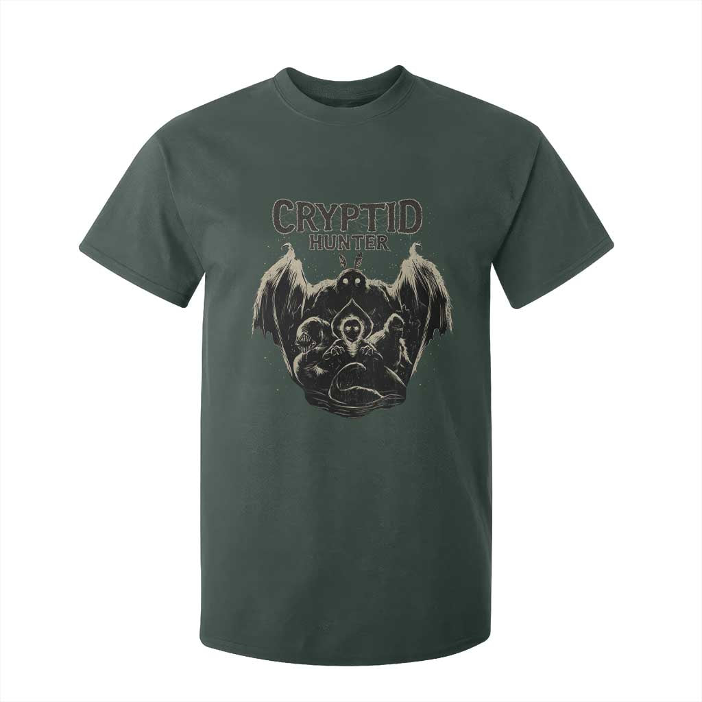 Retro Cryptid Hunter T Shirt For Kid Mothman Bigfoot Loch Ness Monster Cryptids TS10 Dark Forest Green Print Your Wear