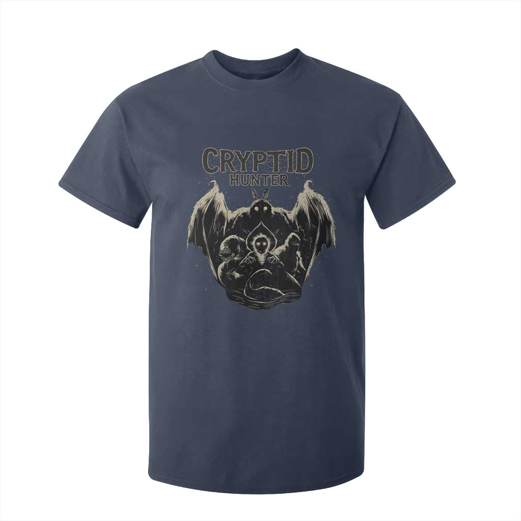 Retro Cryptid Hunter T Shirt For Kid Mothman Bigfoot Loch Ness Monster Cryptids TS10 Navy Print Your Wear
