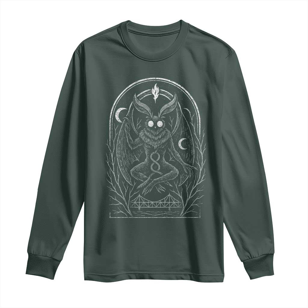 Mothman Long Sleeve Shirt Cryptid Paranormal Occult Horror Gothic Monster TS10 Dark Forest Green Print Your Wear