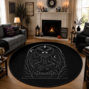 Mothman Round Rug Cryptid Paranormal Occult Horror Gothic Monster