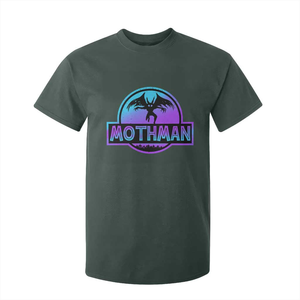 Mothman T Shirt For Kid Retro Neon Cryptid Paranormal Horror Monster TS10 Dark Forest Green Print Your Wear