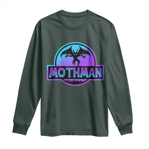 Mothman Long Sleeve Shirt Retro Neon Cryptid Paranormal Horror Monster TS10 Dark Forest Green Print Your Wear