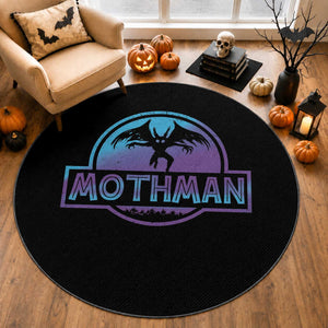 Mothman Round Rug Retro Neon Cryptid Paranormal Horror Monster