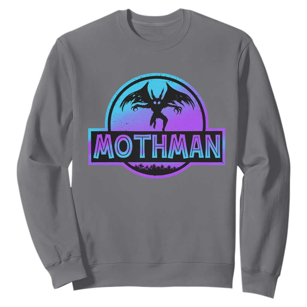 Mothman Sweatshirt Retro Neon Cryptid Paranormal Horror Monster TS10 Charcoal Print Your Wear
