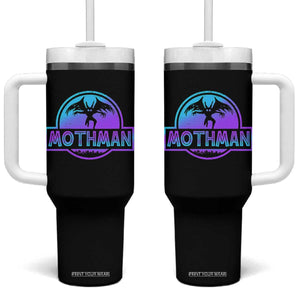 Mothman Tumbler With Handle Retro Neon Cryptid Paranormal Horror Monster TS10 One Size: 40 oz Black Print Your Wear