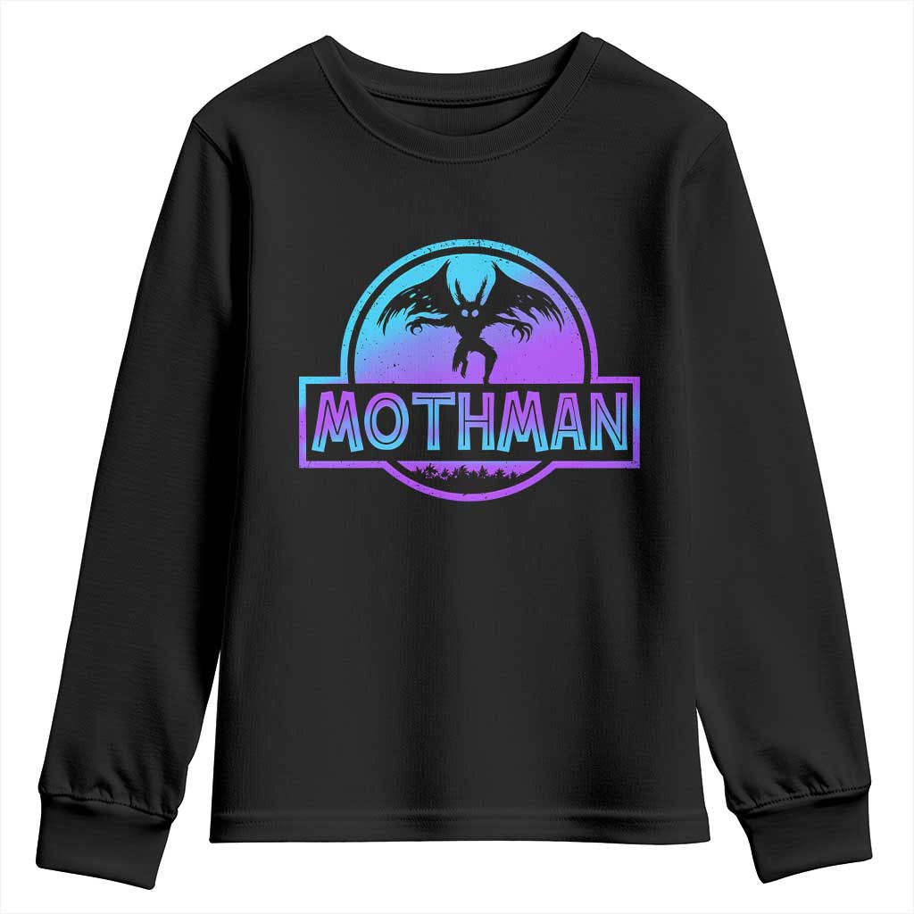 Mothman Youth Sweatshirt Retro Neon Cryptid Paranormal Horror Monster TS10 Black Print Your Wear