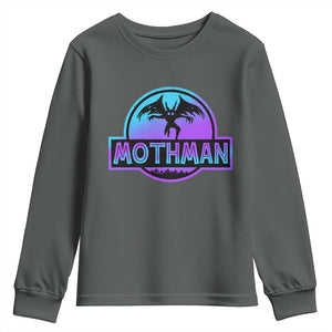 Mothman Youth Sweatshirt Retro Neon Cryptid Paranormal Horror Monster TS10 Dark Heather Print Your Wear