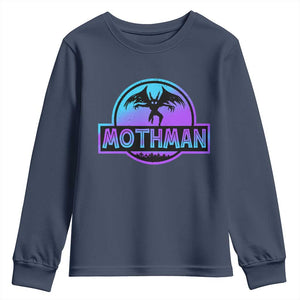 Mothman Youth Sweatshirt Retro Neon Cryptid Paranormal Horror Monster TS10 Navy Print Your Wear