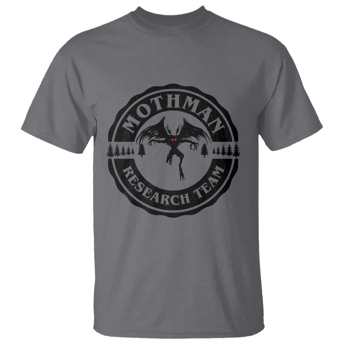 Mothman Research Team T Shirt Retro Vintage Cryptid Paranormal Horror Monster Hunter TS10 Charcoal Print Your Wear