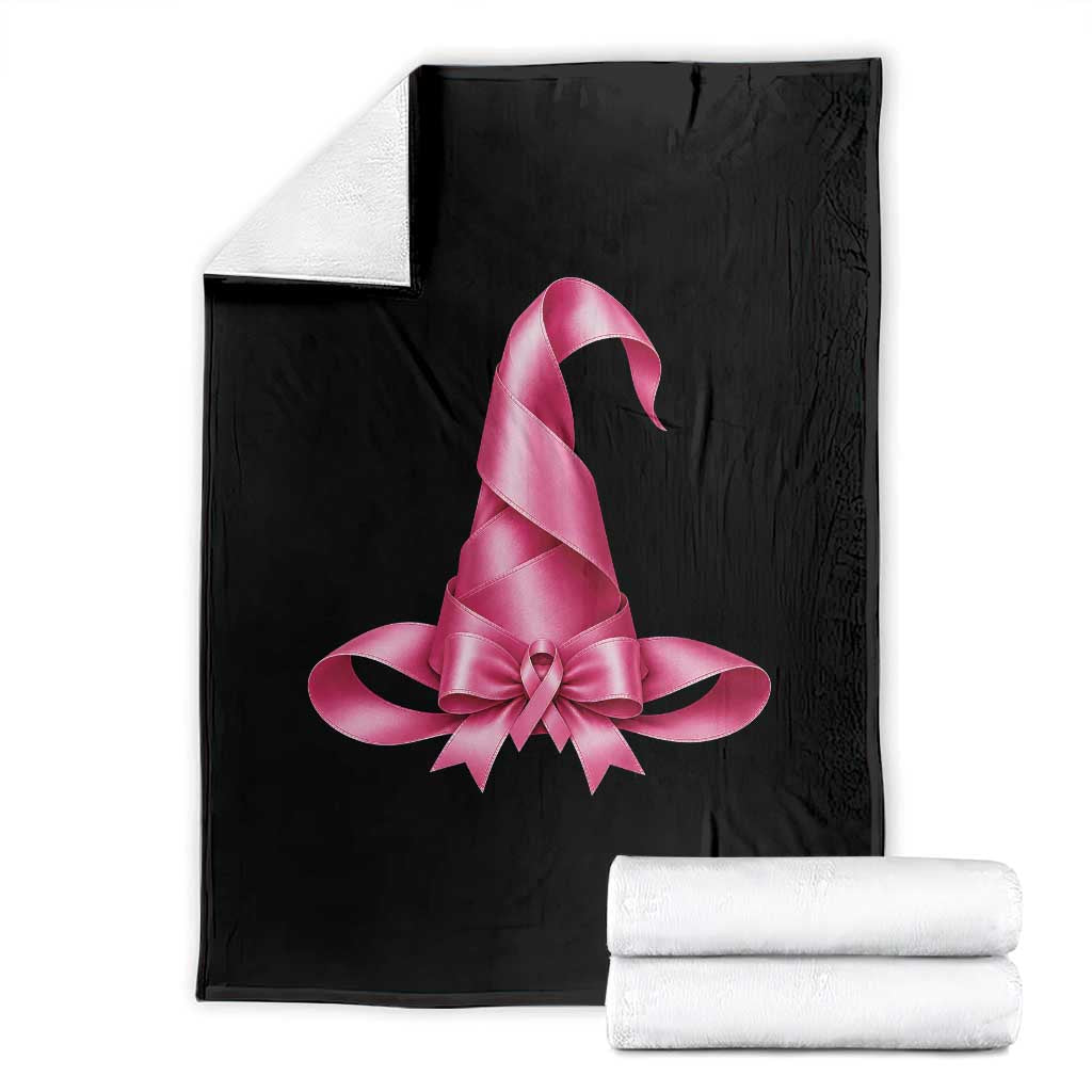 Pink Ribbon Witch Hat Breast Cancer Halloween Throw Blanket