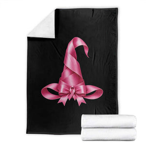 Pink Ribbon Witch Hat Breast Cancer Halloween Throw Blanket