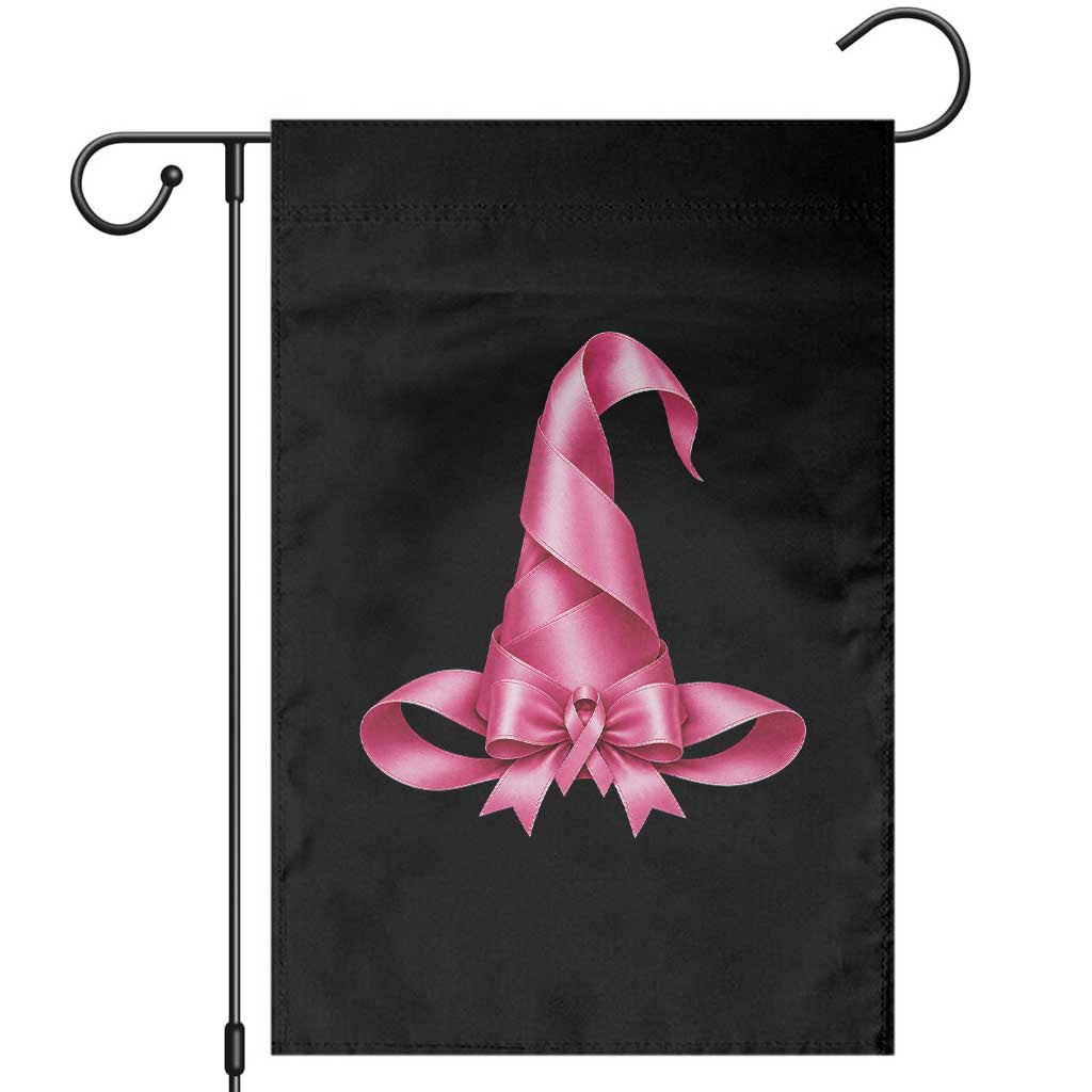 Pink Ribbon Witch Hat Breast Cancer Halloween Garden Flag
