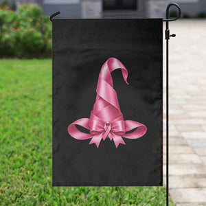 Pink Ribbon Witch Hat Breast Cancer Halloween Garden Flag