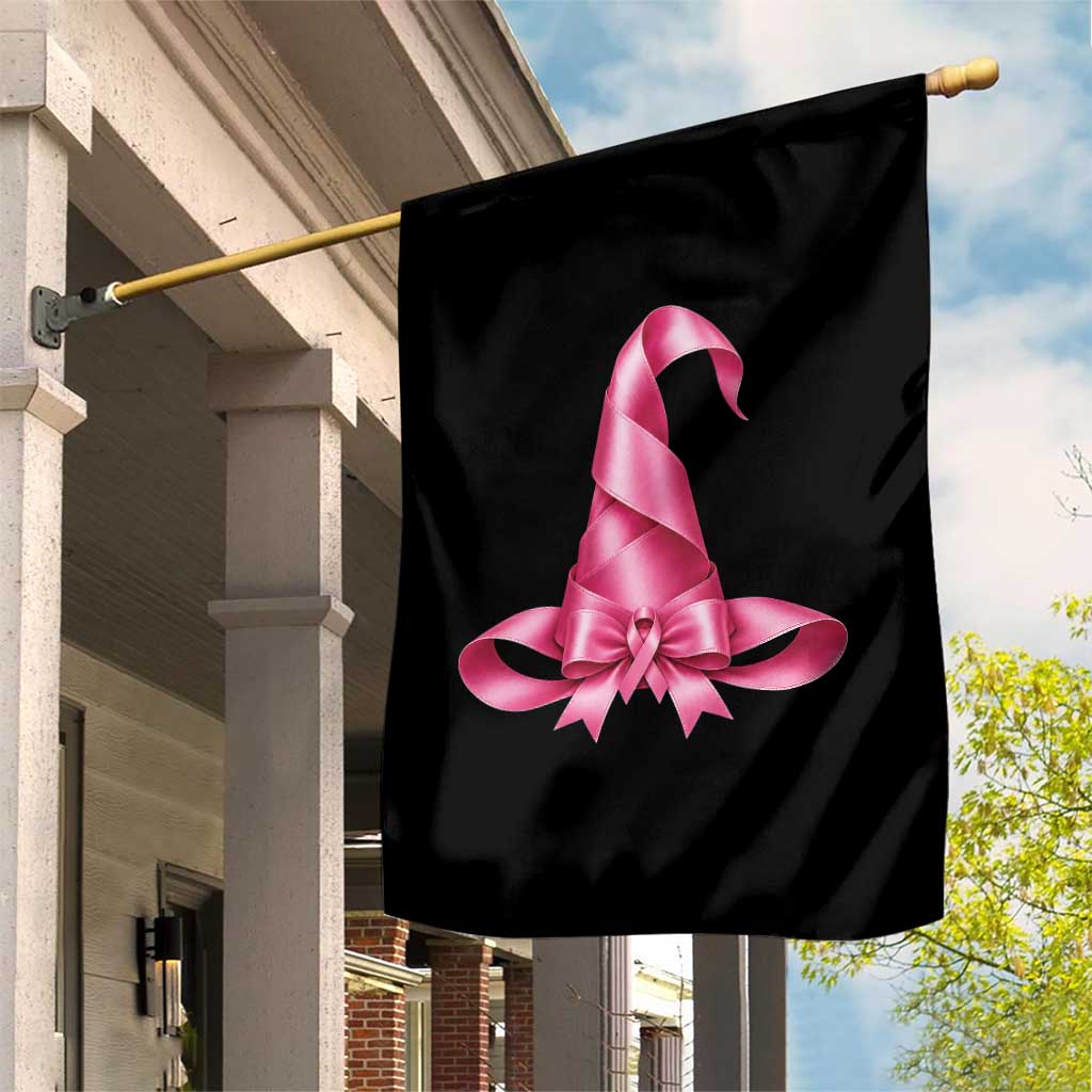 Pink Ribbon Witch Hat Breast Cancer Halloween Garden Flag