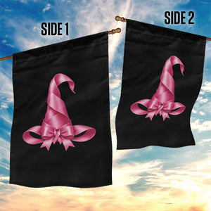 Pink Ribbon Witch Hat Breast Cancer Halloween Garden Flag