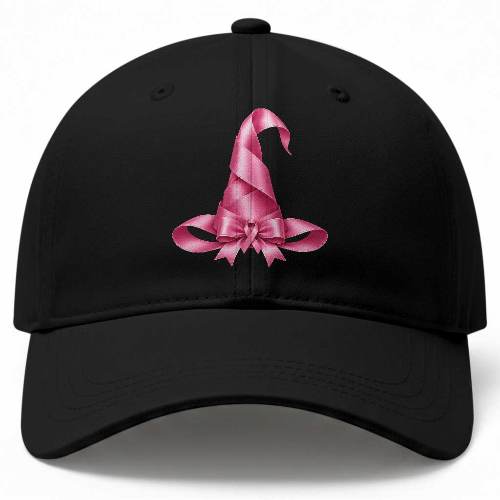 Pink Ribbon Witch Hat Breast Cancer Halloween Baseball Cap