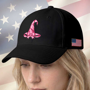 Pink Ribbon Witch Hat Breast Cancer Halloween Baseball Cap