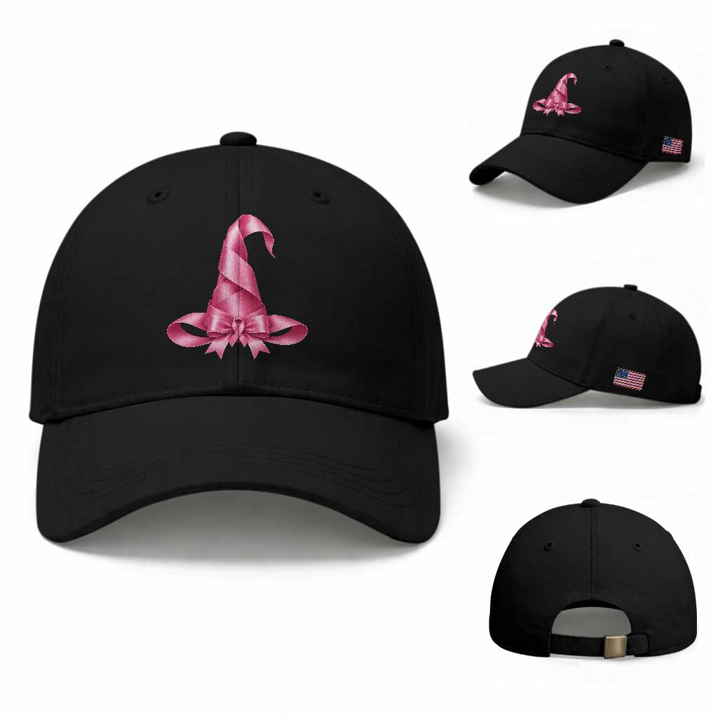 Pink Ribbon Witch Hat Breast Cancer Halloween Baseball Cap