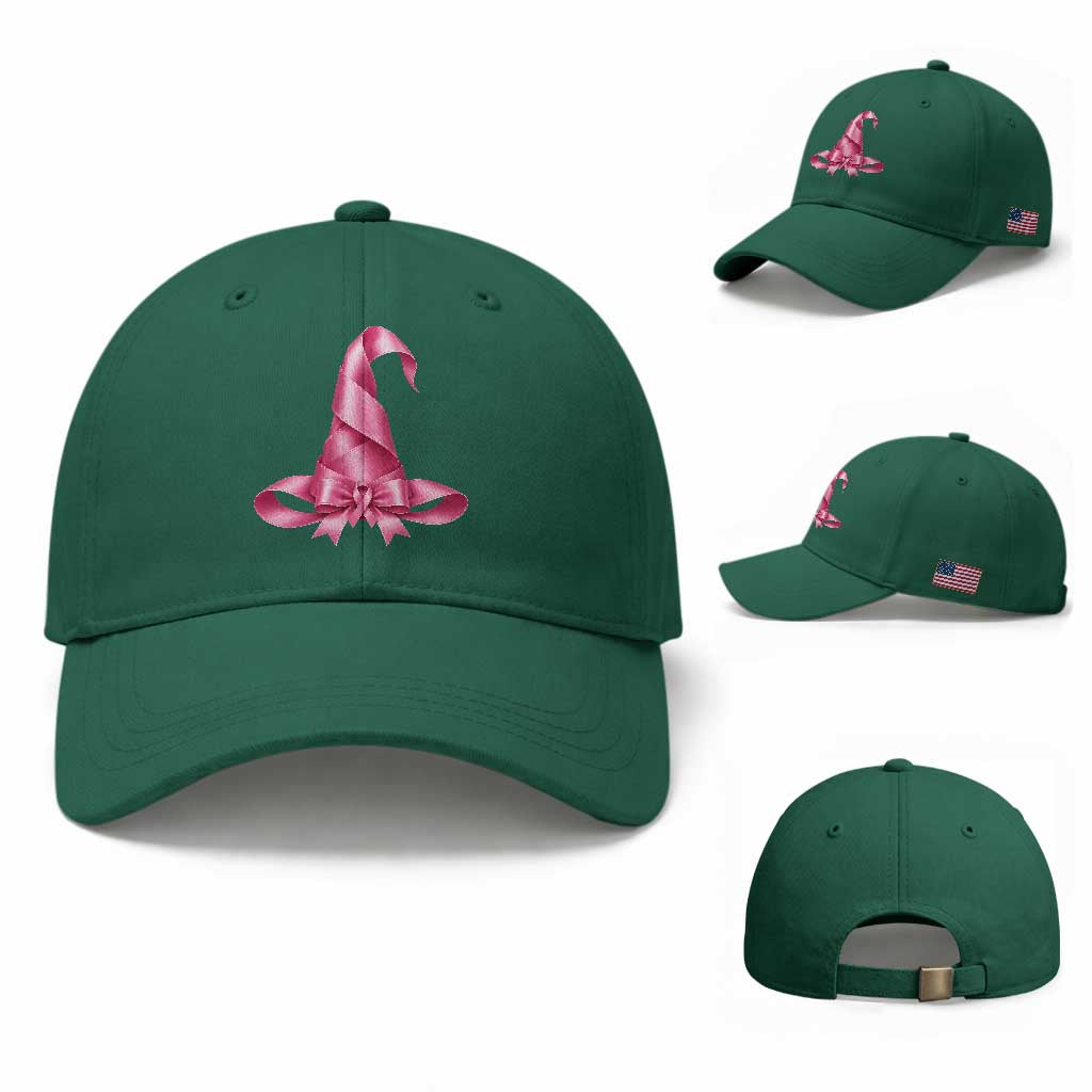 Pink Ribbon Witch Hat Breast Cancer Halloween Baseball Cap