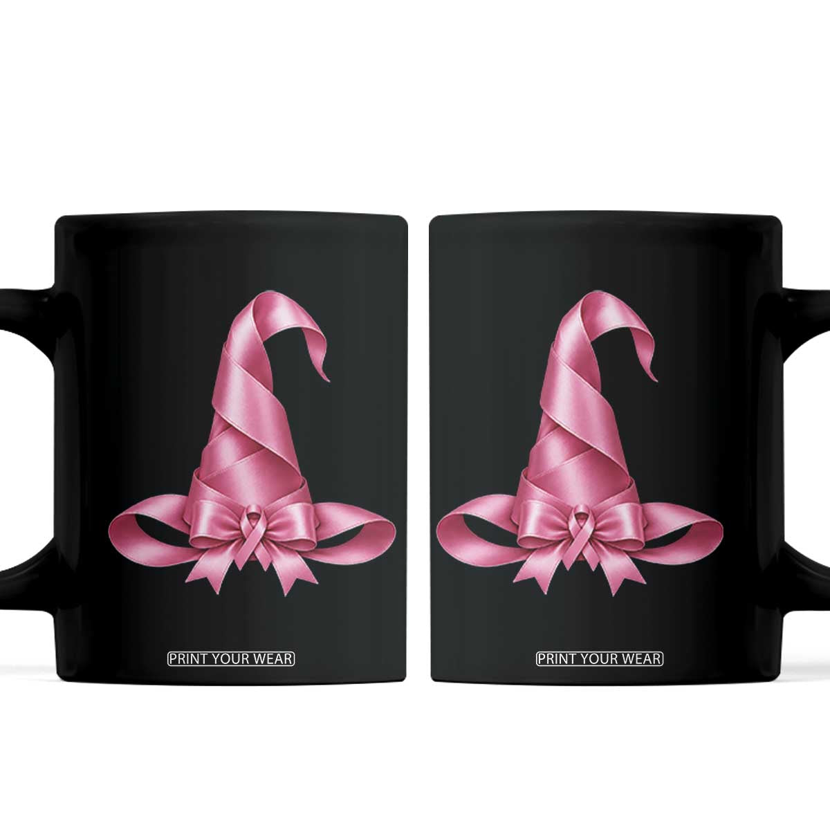 Pink Ribbon Witch Hat Breast Cancer Halloween Coffee Mug