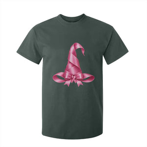 Pink Ribbon Witch Hat Breast Cancer Halloween T Shirt For Kid
