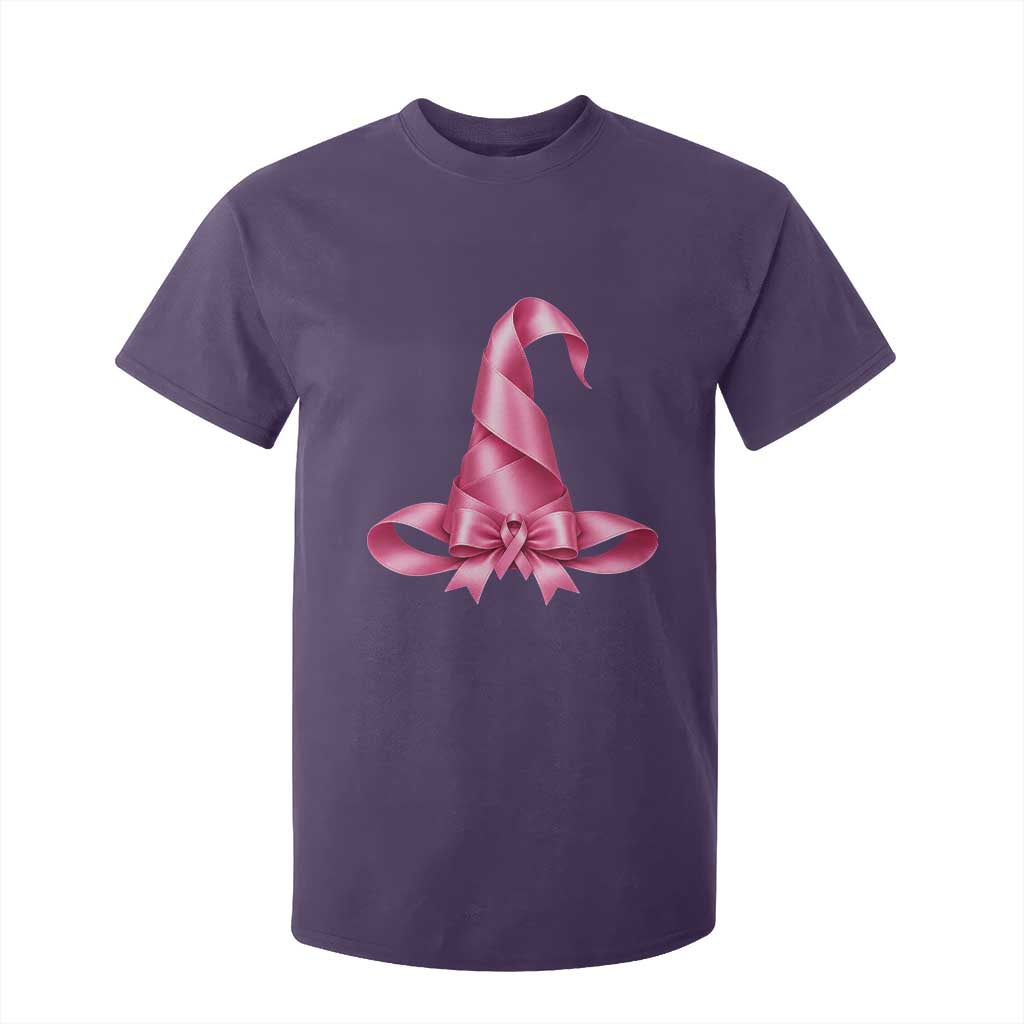 Pink Ribbon Witch Hat Breast Cancer Halloween T Shirt For Kid