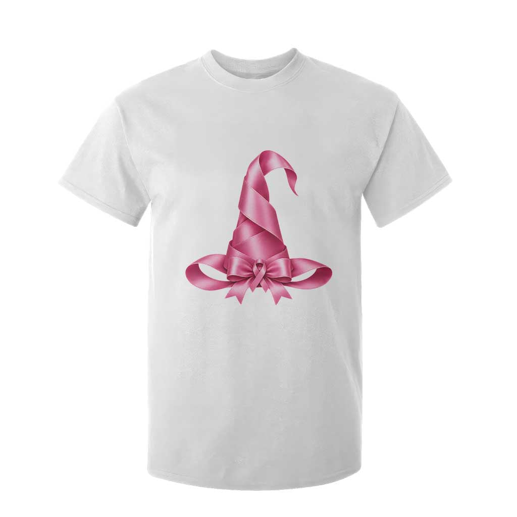 Pink Ribbon Witch Hat Breast Cancer Halloween T Shirt For Kid