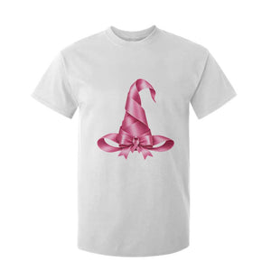 Pink Ribbon Witch Hat Breast Cancer Halloween T Shirt For Kid