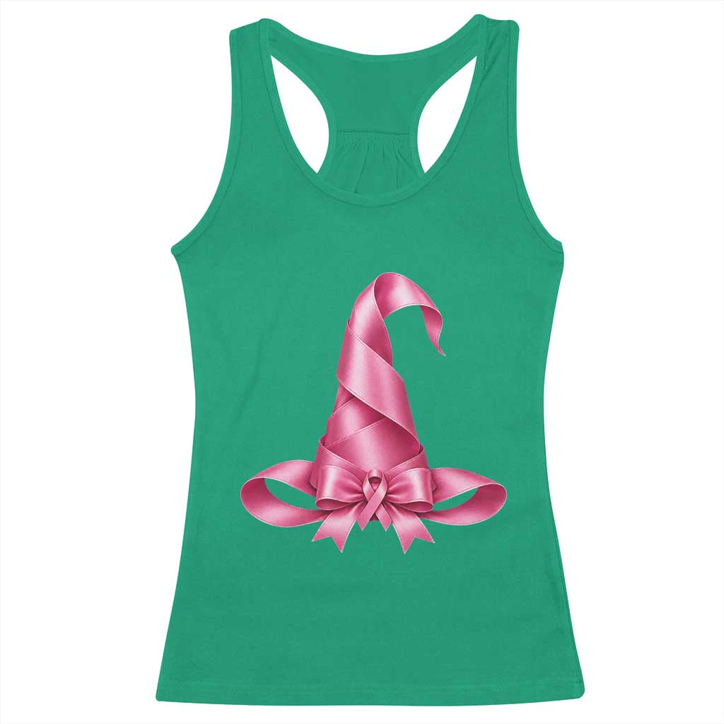 Pink Ribbon Witch Hat Breast Cancer Halloween Racerback Tank Top