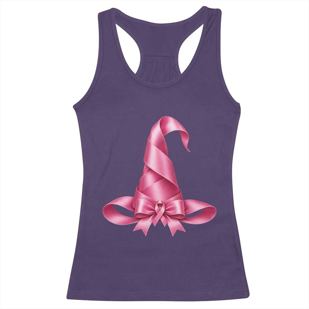 Pink Ribbon Witch Hat Breast Cancer Halloween Racerback Tank Top