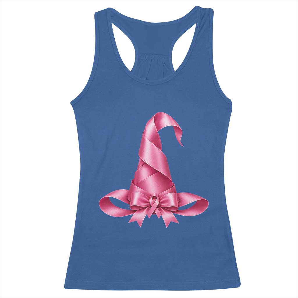 Pink Ribbon Witch Hat Breast Cancer Halloween Racerback Tank Top