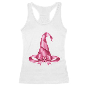 Pink Ribbon Witch Hat Breast Cancer Halloween Racerback Tank Top