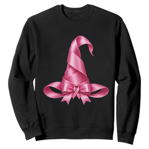 Pink Ribbon Witch Hat Breast Cancer Halloween Sweatshirt