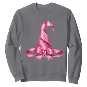 Pink Ribbon Witch Hat Breast Cancer Halloween Sweatshirt