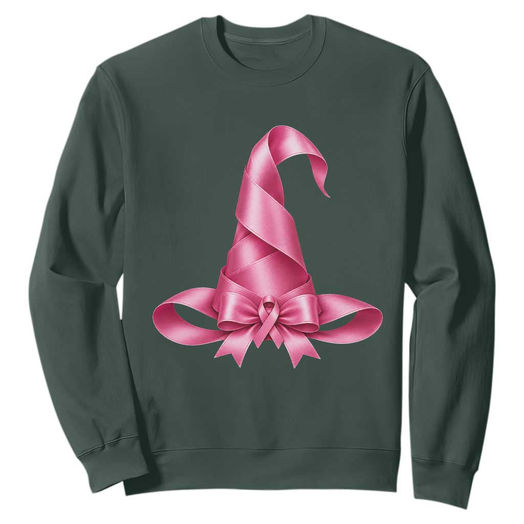Pink Ribbon Witch Hat Breast Cancer Halloween Sweatshirt