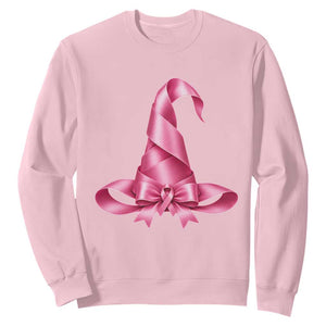 Pink Ribbon Witch Hat Breast Cancer Halloween Sweatshirt