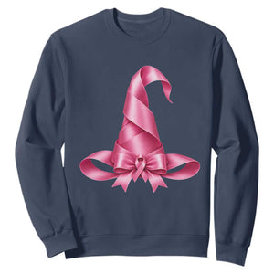 Pink Ribbon Witch Hat Breast Cancer Halloween Sweatshirt