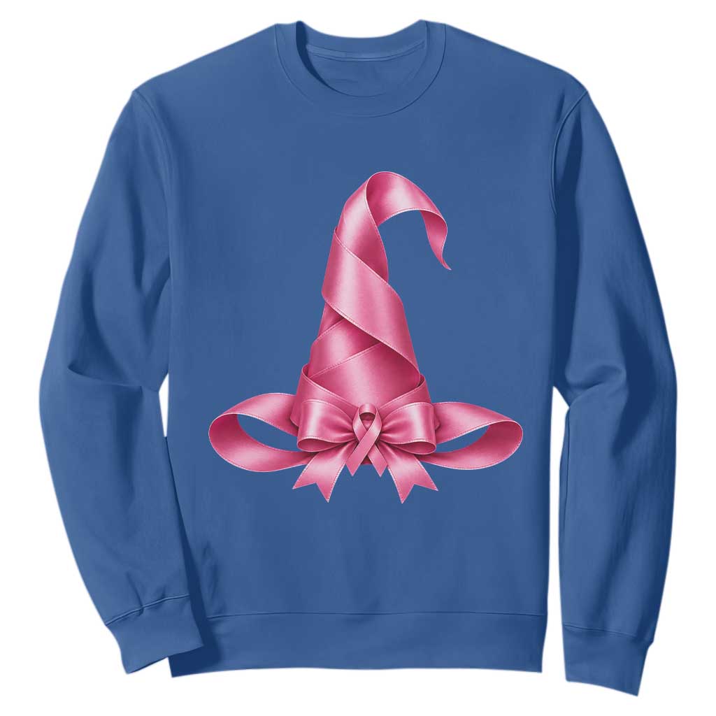 Pink Ribbon Witch Hat Breast Cancer Halloween Sweatshirt