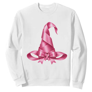 Pink Ribbon Witch Hat Breast Cancer Halloween Sweatshirt