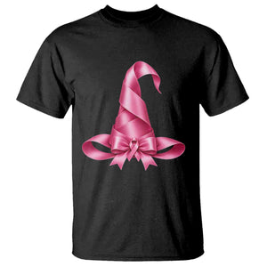 Pink Ribbon Witch Hat Breast Cancer Halloween T Shirt