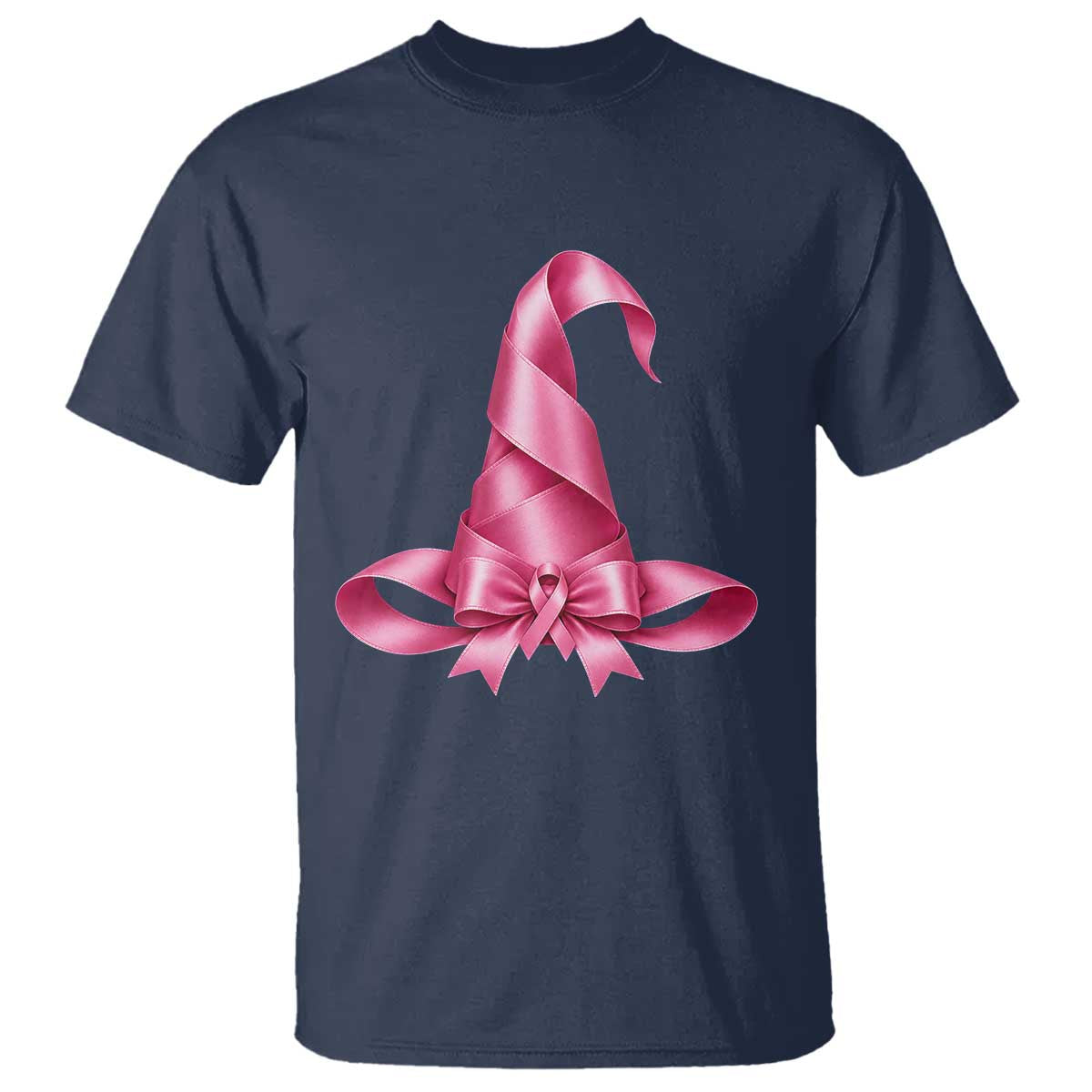 Pink Ribbon Witch Hat Breast Cancer Halloween T Shirt