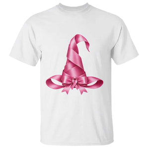 Pink Ribbon Witch Hat Breast Cancer Halloween T Shirt