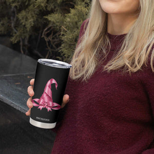 Pink Ribbon Witch Hat Breast Cancer Halloween Tumbler Cup