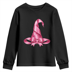 Pink Ribbon Witch Hat Breast Cancer Halloween Youth Sweatshirt