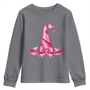 Pink Ribbon Witch Hat Breast Cancer Halloween Youth Sweatshirt