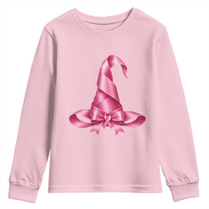 Pink Ribbon Witch Hat Breast Cancer Halloween Youth Sweatshirt