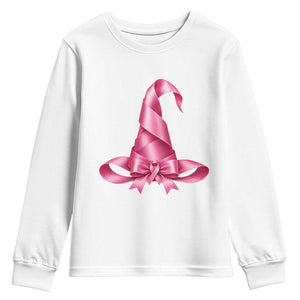 Pink Ribbon Witch Hat Breast Cancer Halloween Youth Sweatshirt